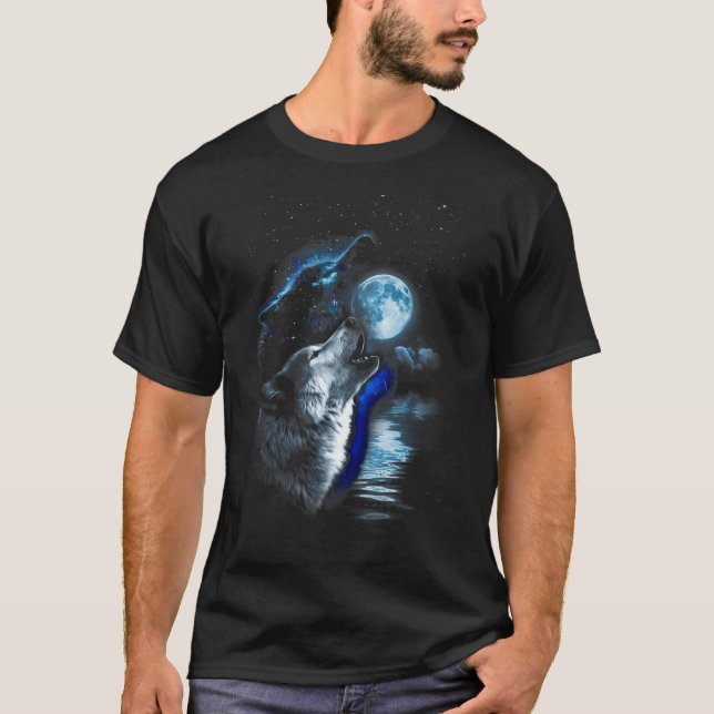 Camiseta Wolf Moon Lake Wolf Howling Full Moon Wolf Graphic (Anverso)