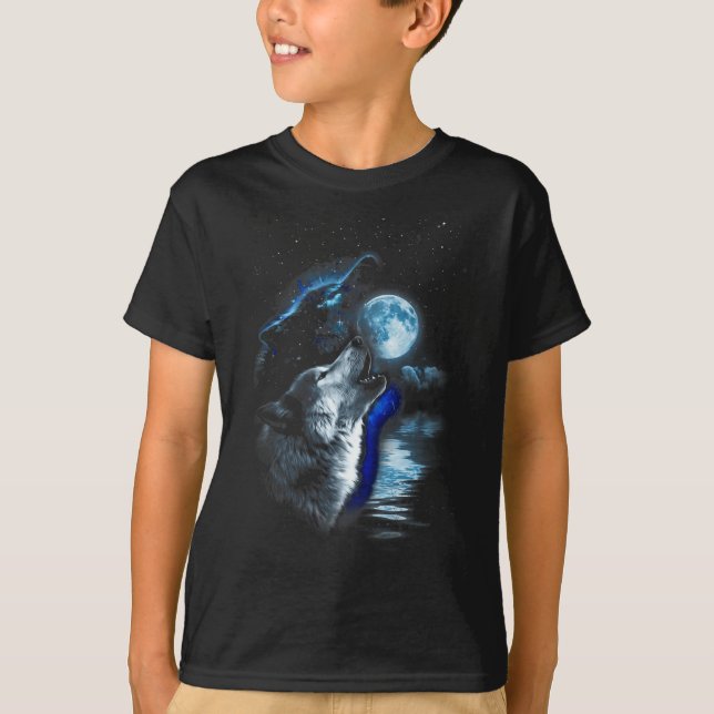 Camiseta Wolf Moon Lake Wolf Howling Full Moon Wolf Graphic (Anverso)