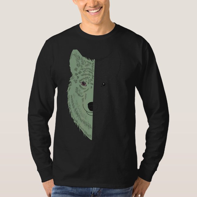 Camiseta Wolf Motif Predator Face Wolfs (Anverso)