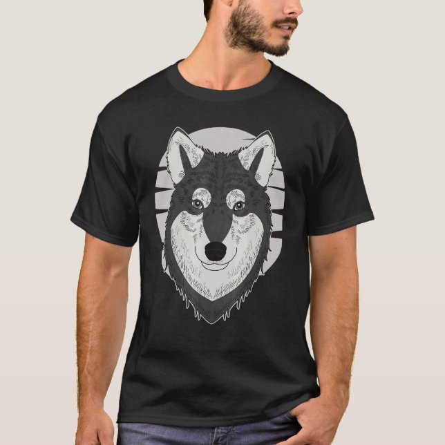 Camiseta Wolf Motif Predator Mascota Face Wolfs Raptor Impr (Anverso)