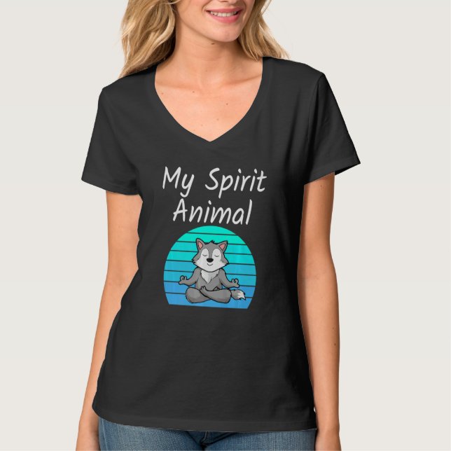 Camiseta Wolf My Spirit Animal Relaxing Mediation Yoga Wolv (Anverso)