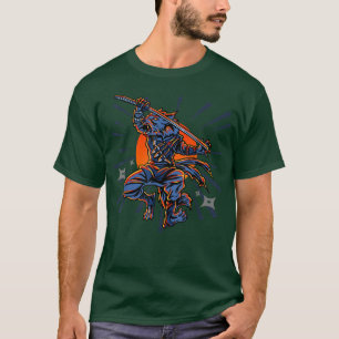 Camiseta Wolf Ninja Samurai Sword Martial Arts Vintage Japo