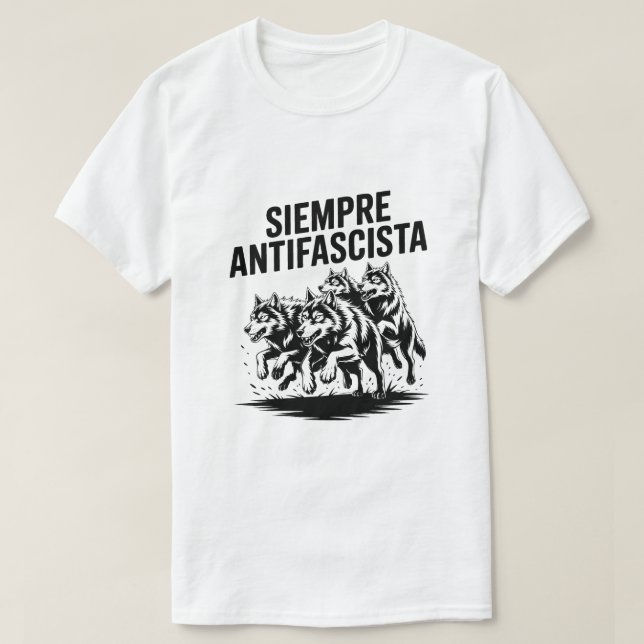 Camiseta Wolf Pack Siempre Antifascista Anti-Fascism design (Diseño del anverso)