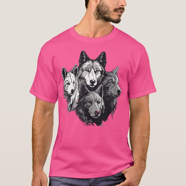 Camiseta Wolf Pack Wolf Stencil Wolf Family (Anverso)