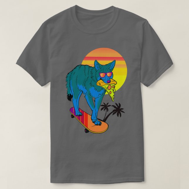 Camiseta Wolf Pizza Y Skateboarding (Diseño del anverso)
