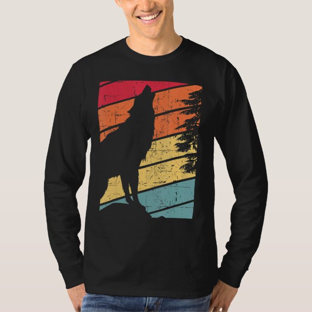 Camiseta Wolf Retro Block Howling Wolf Wolves (Anverso)