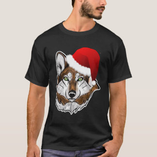 Camiseta Wolf Santa Hat Navidades Camisas De Manga Larga Pa