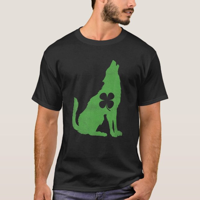 Camiseta Wolf Shamrock St. Patrick's Day Gift Irish Saint P (Anverso)