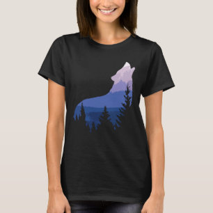 Camiseta Wolf Silhouette Forest Mountain