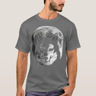 Camiseta Wolf Silhouette sobre el regalo de luna para mujer