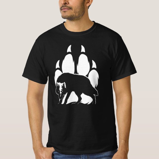 Camiseta Wolf Silhouette y Footprint (Anverso)