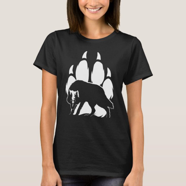 Camiseta Wolf Silhouette y Footprint T-Shirt (Anverso)