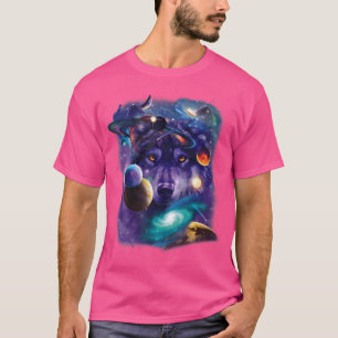 Camiseta Wolf Space Galaxy Stars Moon Wolves Space Astrolog