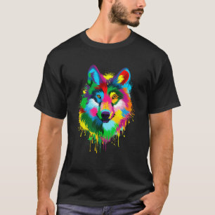 Camiseta Wolf Splash Artwork Hunter Wildlife Animal Lover