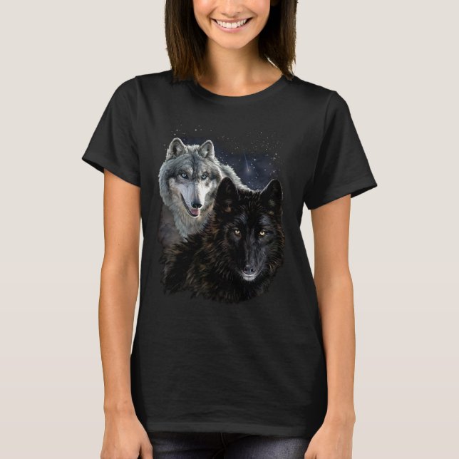 Camiseta Wolf Star Wolves Wild Moon Stars Loyal Gray Wolf (Anverso)