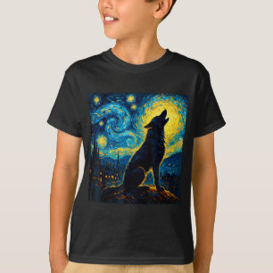 Camiseta Wolf Starry Night Howling Moon Graciosos Regalos P
