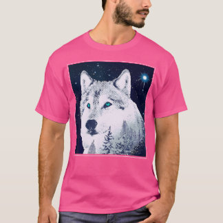 Camiseta Wolf Starry Sky Stars Ojos Naturaleza Estrella Pol