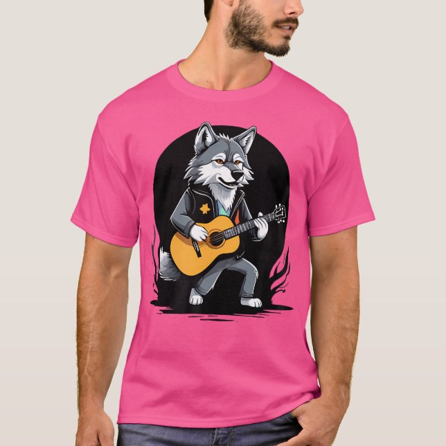 Camiseta Wolf Tocando Guitarista Acústica (Anverso)