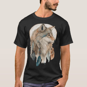 Camiseta Wolf Tribal Watercolor Wolf Dream Catcher