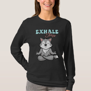 Camiseta Wolf Unicorn Meditating Exhale Stress Cute Media
