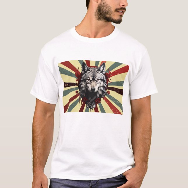 Camiseta wolf vintage custom retro design (Anverso)