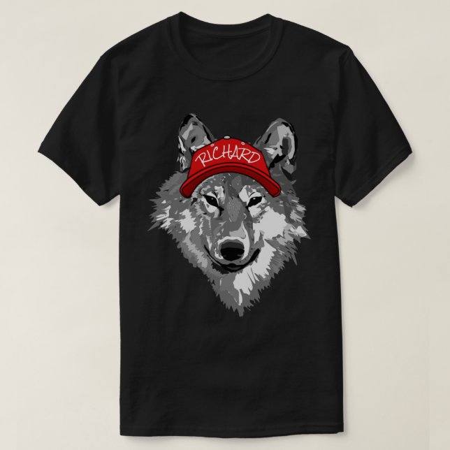 Camiseta Wolf White&Black Red Baseball Cap Name Team T-Shir (Diseño del anverso)