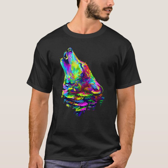 Camiseta Wolf Wildlife Colorful Wolves Wildlife Animal (Anverso)