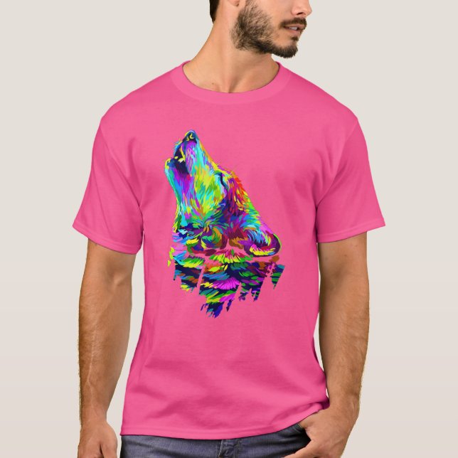 Camiseta Wolf Wildlife Colorful Wolves Wildlife Animal (Anverso)