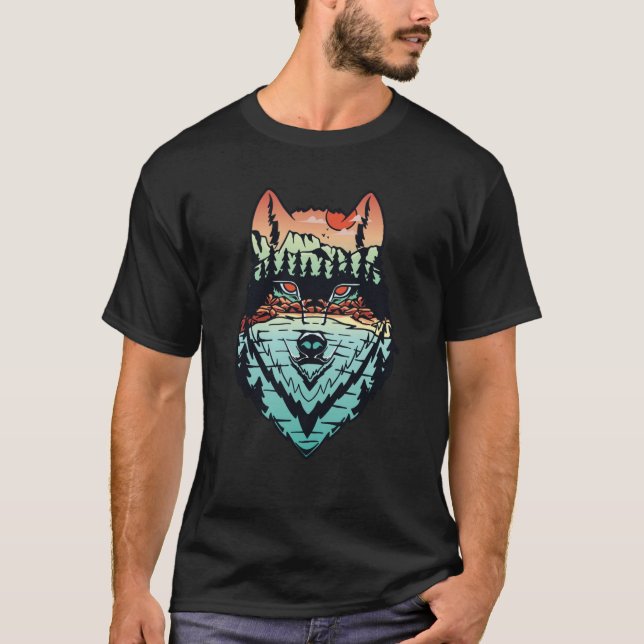 Camiseta Wolf with Rainbow Forest Graphic for Men Women Chi (Anverso)