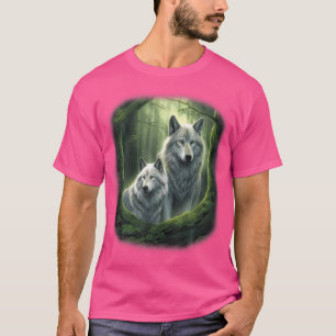 Camiseta Wolf Wolves In Forest Por Noche Moda Fantasía Art 