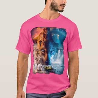 Camiseta Wolf Wolves Moon Sun Yin Yang Ice Fire Snowowsky T