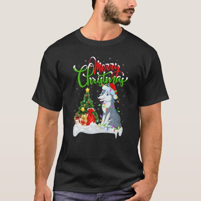 Camiseta Wolf  Xmas Decorations Santa Wolf Christmas (Anverso)