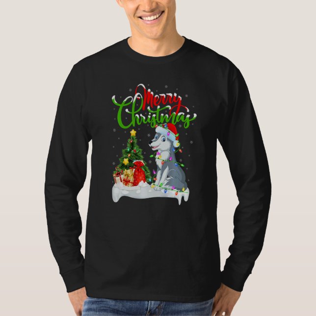 Camiseta Wolf  Xmas Decorations Santa Wolf Christmas (Anverso)