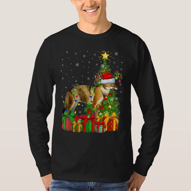 Camiseta Wolf   Xmas Holiday Santa Wolf Christmas Tree (Anverso)
