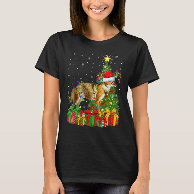Camiseta Wolf   Xmas Holiday Santa Wolf Christmas Tree (Anverso)