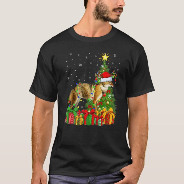 Camiseta Wolf  Xmas Holiday Santa Wolf Christmas Tree (Anverso)