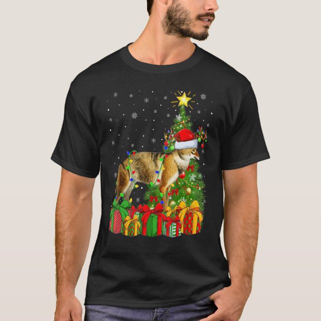 Camiseta Wolf   Xmas Holiday Santa Wolf Christmas Tree (Anverso)
