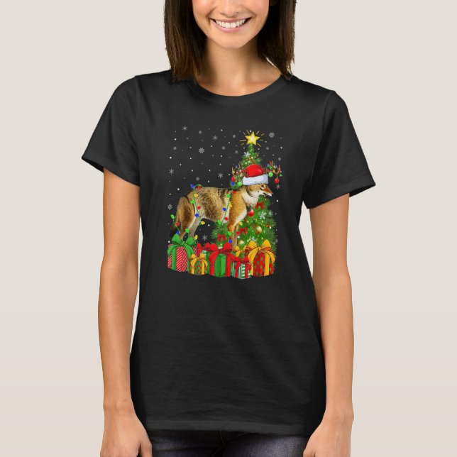 Camiseta Wolf  Xmas Holiday Santa Wolf Christmas Tree (Anverso)