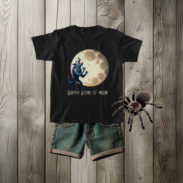 Camiseta Wolf y Full Moon - ¡Feliz Howl-o-ween! (Subido por el creador)