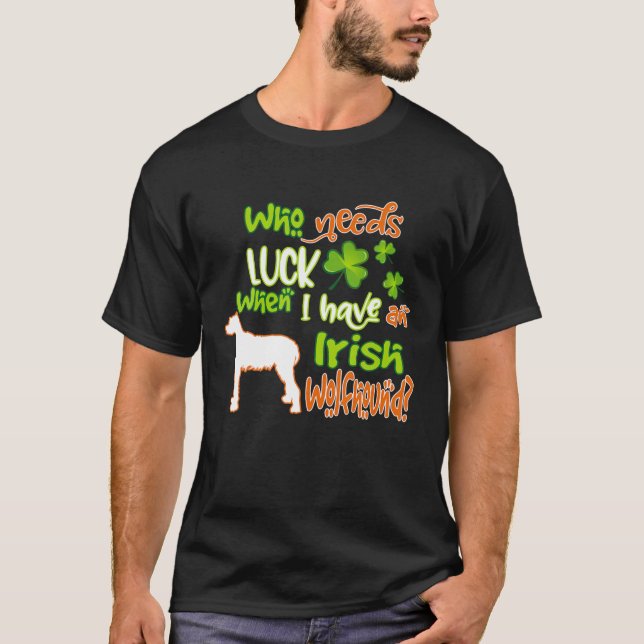 Camiseta Wolfhound Irlandés Shamrock St Patricks Day Perro  (Anverso)