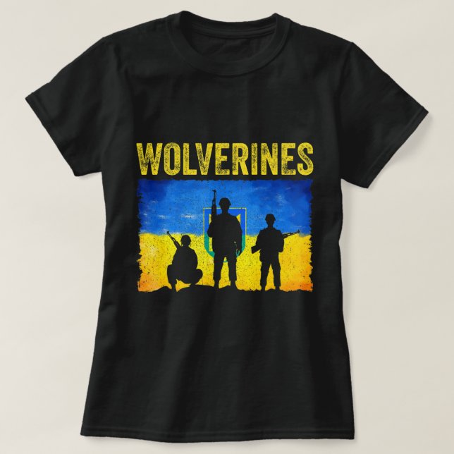 Camiseta Wolverines apoyan a Ucrania (Diseño del anverso)