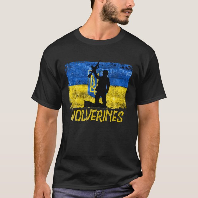 Camiseta Wolverines apoyan a Ucrania, Ucrania le encanta (Anverso)