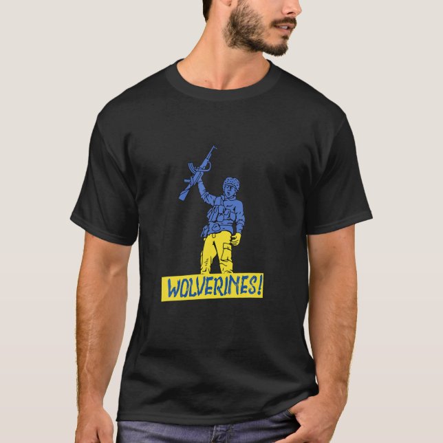 Camiseta Wolverines apoyan a Ucrania, Ucrania le encanta (Anverso)