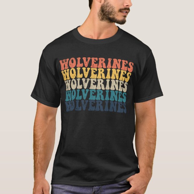Camiseta Wolverines High School Sports Team Retro Wolverine (Anverso)