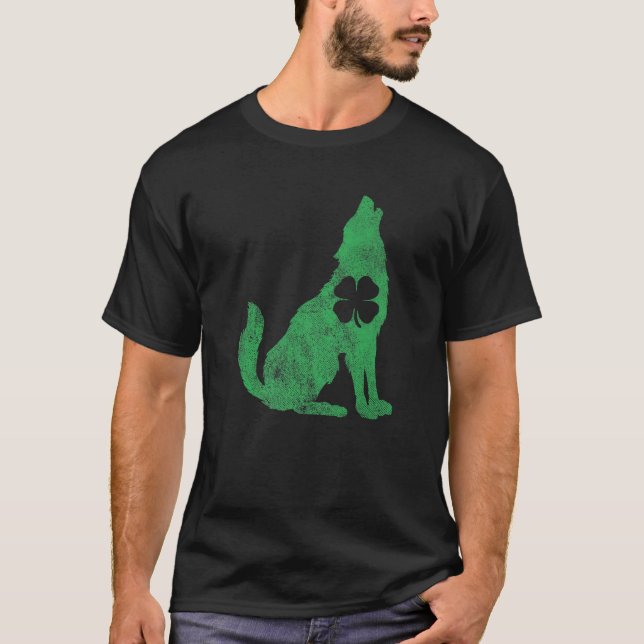 Camiseta Wolves Wolf Gift St. Patrick's Day Shamrock Saint (Anverso)