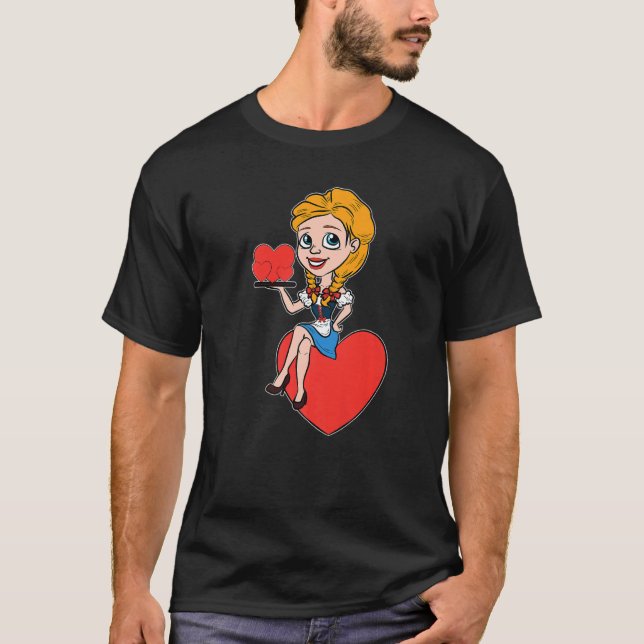 Camiseta Woman Dirndl Heart Valentines Day Fraulein Love (Anverso)