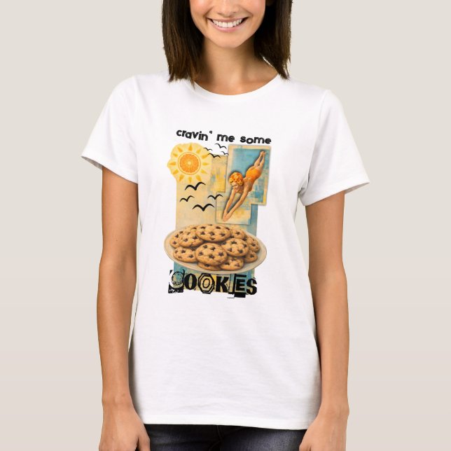 Camiseta Woman diving into cookies collage baking sweets (Anverso)