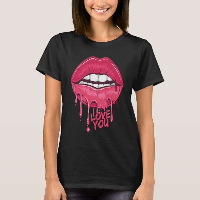 Camiseta Woman Hot Mouth lips & Red Pepper Cute idea Valent (Anverso)