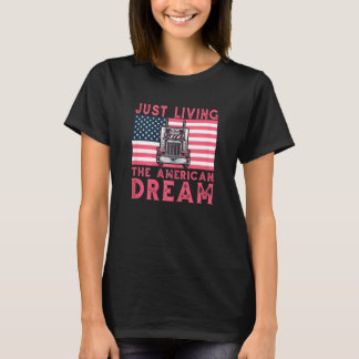 Camiseta Woman Trucker Usa Flag For Girl Truck Driver Ameri