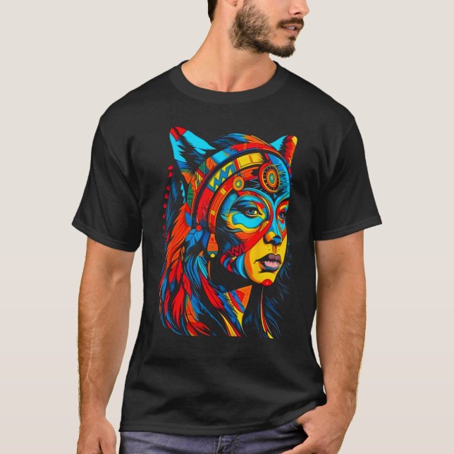 Camiseta Woman Wolf Head Native American Creative (Anverso)